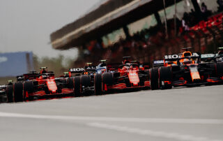 Formula 1 cars at a Grand Prix