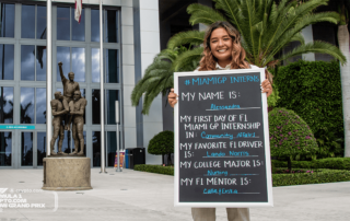 Image of a City of Miami Gardens intern in front of Hard Rock Stadium