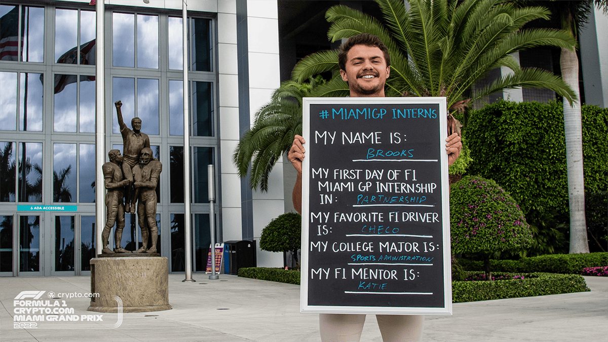 Image of a City of Miami Gardens intern in front of Hard Rock Stadium