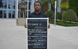 Image of a City of Miami Gardens intern in front of Hard Rock Stadium